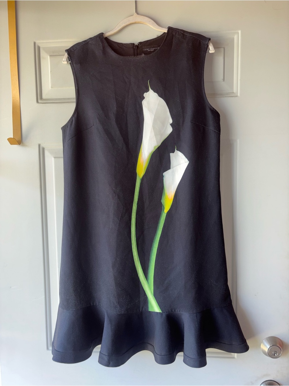 Victoria Beckham X Target black Calla Lily ruffle hem dress size M/L